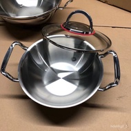 HY-# KE3CWholesale Small Size Binaural304Stainless Steel Wok Thickened One Person Small Soup Pot Cooking Noodles 88JT