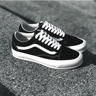 Vans Old Skool Sneakers In Black With White Stripes Pattern High Quality Standard Product Full Size For Men And Women