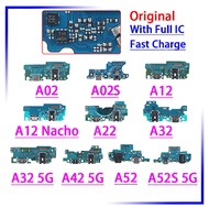 USB Charging Port Dock Connector Flex Cable For Samsung A02S A12 Nacho A22 A32 A42 A52S 5G A52 Charger Board Module A022F A025F