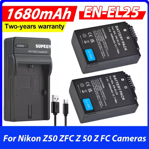 1680mAh EN-EL25 EN EL25 Battery + USB Charger for Nikon Z50 ZFC Z 50 Z FC Cameras