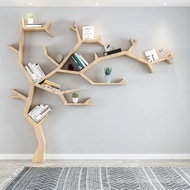 Solid Wood Creative Tree-Shaped Bookshelf Living Room Sofa Background Wall Shelf Floor School Wall Personalized Art Bookshelf