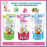 FIFFY BOTTLE WASH LIQUID CLEANSER REFILL PACK 600ML liquid sabun cuci botol susu pencuci botol susu