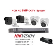 HIK VISION 4channel 5MP CCTV Camera and Turbo Recorder iDS-7204HUHI 5MP set fixed Harddisk and Power