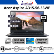 PROMO LAPTOP Acer Aspire A315-56-53WP Intel i5-1035G1 / Ram 12GB / 1000GB HDD + Slot SSD NVME / Layar 15.6" / Black / BONUS TAS / FREE INSTALL / READY GOJEK / COD / BAYAR DI TEMPAT
