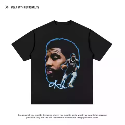 Kyrie Irving Basketball Star Casual Printed American T-shirt Men's and Women's Small Neckline Short 