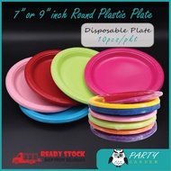 Colorful Plastic plate / 7inch or 9inch Round Plastic Plate / Tableware Disposable