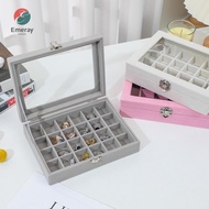 EMERAY Velvet Ring Box Tray, Portable 12 /24 Grid Jewellery Organiser Storage, Desktop Storage Box M
