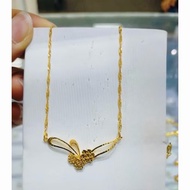 EMAS 375 RANTAI LEHER CHOKER 45cm PADAT 375 GOLD NECKLACE SET