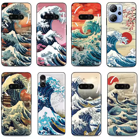 Japan Kanagawa Painted Case For ASUS Zenfone 10 9 8 Flip 5z ROG Phone 2 3 5 5s 6 7 Pro ZS630KL Silic