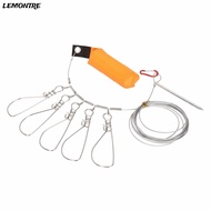 LEMONTRE Fishing Stringer, Orange Stainless Steel Fish Stringer, Portable with 5 Buckle Snaps 5m Len