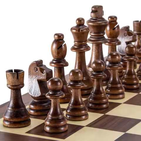 32 Pieses Wooden Chess Standard Tournamen Staunton Wood Chessmen 8cm King Height，Chess Pieces Only N