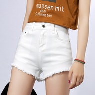 White Denim shorts girl summer high waist slim black pants loose a word Flash wide leg shorts studen