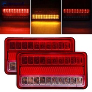 【OMALL】 2Pcs 12-24V LED Flowing Trailer Truck Tail Light Rear Lights Turn Signal Brake Reverse Signa