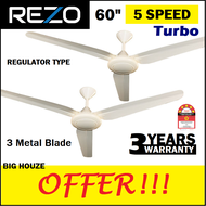 [UPGRADED MOTOR] Rezo 5 SPEED F5 Series Remote Control Ceiling Fan 56 inch 5 ABS Blades (Black)