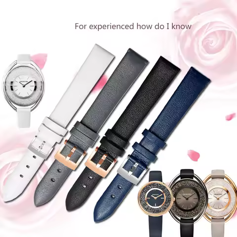 Genuine Leather Cowhide Watch Strap for Swarovski 5158972 Armani Fossil Series Women Watch Chain Pla