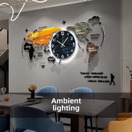 World Map Wall Clock Terrain Chart Wall Clock Living Room High-End Creative Clock Office Home Wall-M