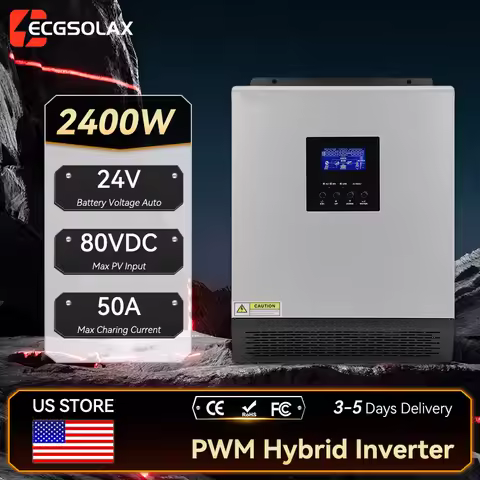 ECGSOLAX 2400W Hybrid Solar Inverter 24V 110V Pure Sine Wave Off Grid Inverter 3KVA With PWM 50A Sol
