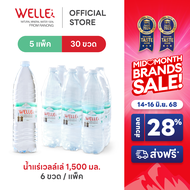 New (30 ขวด) Welle Mineral Water น้ำแร่เวลล์เล่ 1500 มิลลิลิตร 5 แพค จากแหล่งน้ำแร่ระนอง