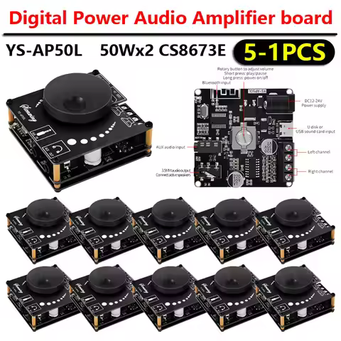YS-AP50L Digital Power Audio Amplifier Board 50Wx2 Audio Power Amplifier Bluetooth-compatible 5.1 DI