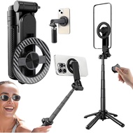 4-in-1Multifunctional360°RotationMagneticSelfieStickwithDetachableWirelessRemotefor&Android,Portable