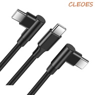 CLEOES 90 Degrees Type C Cable, Nylon Braid 90 Degrees PD 60W Quick Charger Cord, Fast Charging Cabl