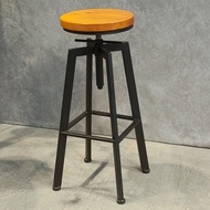 Stool Iron Bar Chair Bar Bar Stool Household High Chair Solid Wood Round Stool Bar Chair Iron Solid Wood Adjustable Stool