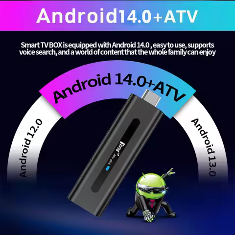TV98 ATV H313 Android TV Stick 14.0 8K Quad Core Smart TV Box with 2.4G 5G WiFi and Bluetooth for Me