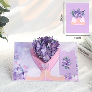 Handmade 3D Flower Bouquet Card Valentines Day Pop-Up Card 3D Pop-up Card Handmade Flower Card3D手工花束