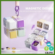 Rubik Cube Keychain 8-Grid Magnetic Travel Organizer Portable Waterproof Storage Box for Daily Use