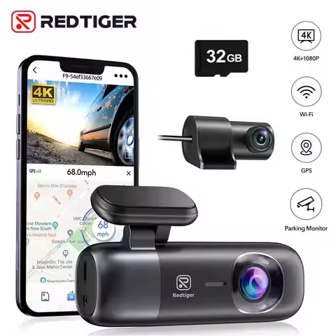 REDTIGER Dash Cam 4K Front and Rear WiFi GPS Car Camera for Parking Mode Car Dvr for Night Vision Ca