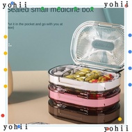 YOHII Portable Medicine Box, Pill Separation Mini Medicine Splitter,  4/6 Grids With Seal Ring Pill Storage Box