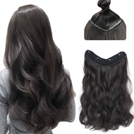 Synthetic Long Wave V-shaped Hair Extension Half Wig Heat Resistant Straight Fake Hair Hairpiece for