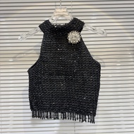 เสื้อกั๊กยกทรงเด็กผู้หญิงแนวเผ็ดมีสายคล้อง2025สำหรับผู้หญิง Xiaoxiangfenghua Doo Doo