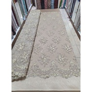 Lace Fabric Embroidered With Sequins Small Floating Flowers With Running Edges According To The Bouq