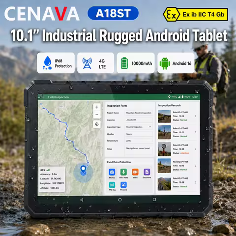 CENAVA A18ST 10.1 Inch IP68 Rugged Android 16 Tablet 4G LTE 10000mAh NFC GPS Ultra-Slim Industrial T