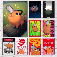 Pochita Poster Prints, Modern Wall Art,Bedroom,Dining Room,Bar,Cafe,Home Decor,No Frame Canvas Paint