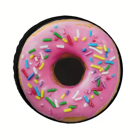 Pink Donut Sprinkle Spare Tire Cover Waterproof Polyester SUV RV Trailer Protector