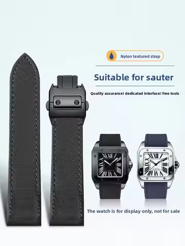 Nylon Leather Watch Strap Men's Suitable for Cartier Santos Santos100 Original Strap 20/23mm
