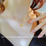 Elegant 24K Gold Plated Titanium Necklace for Women Bead Necklace Pendant Kalung Titanium Anti Karat