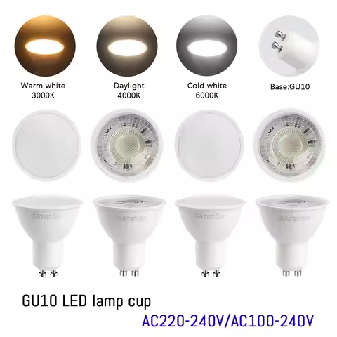 8PCS Hight Lumen LED Spotlights GU10 5W AC 220V 120V 3000K 4000K 6000K No Flicker Replaceable 40W Ha