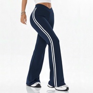 PTM - PREMIUM Highwaist Flare Pants Stripe 2 Stretch Jumbo Office Sports Gym Pilates Running Yoga 8A