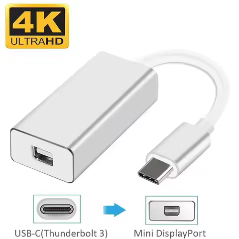 4K USB C To Mini DP 60Hz USB 3.1 Type C To Mini Display Port Adapter Thunderbolt 3 To Mini DP Conver