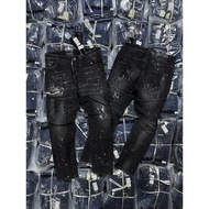 Men's Jeans Code D2-BK01 Biker Version, Washed Ripped, Painted, Thick Stretch Jeans From Sports