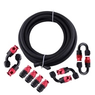 HaoFa 16 Feet AN 6 6AN Black Nylon Braided PTFE Fuel Hose and Fittings Kit E85 With 10 fittings