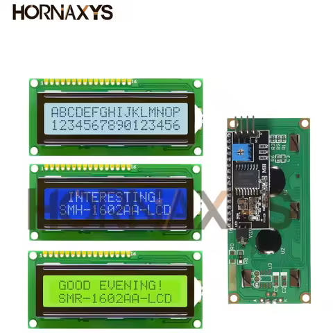 LCD1602+I2C Module Blue / Yellow Green Screen 16x2 Character LCD Display PCF8574T PCF8574 IIC I2C In