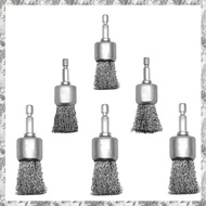 [I O J E] 6 Pack Wire Brush Wheel Silver Steel for Drill 1-Inch Crimped End Wire Brushes 1/4Inch Hex