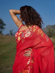 [PRE ORDER : 10 DAYS] Ready to Wear 1 Minute Soft Linen Saree with Digital Print