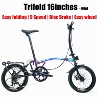 Mint folding bike | Foldable bike | foldable bike - Trifolding | Dics brake | 16 inches | 9 speed |easy wheel, Promotion
