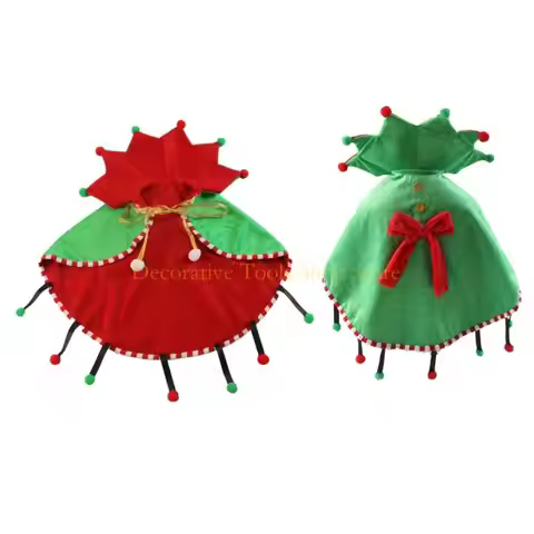 QX2E Christmas Pet Wrap Ventilated Fabric Holiday Party Costume For Small Animals