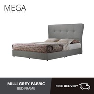 [Bulky] Milli Grey Fabric Bed Frame - Single Super SIngle Queen King